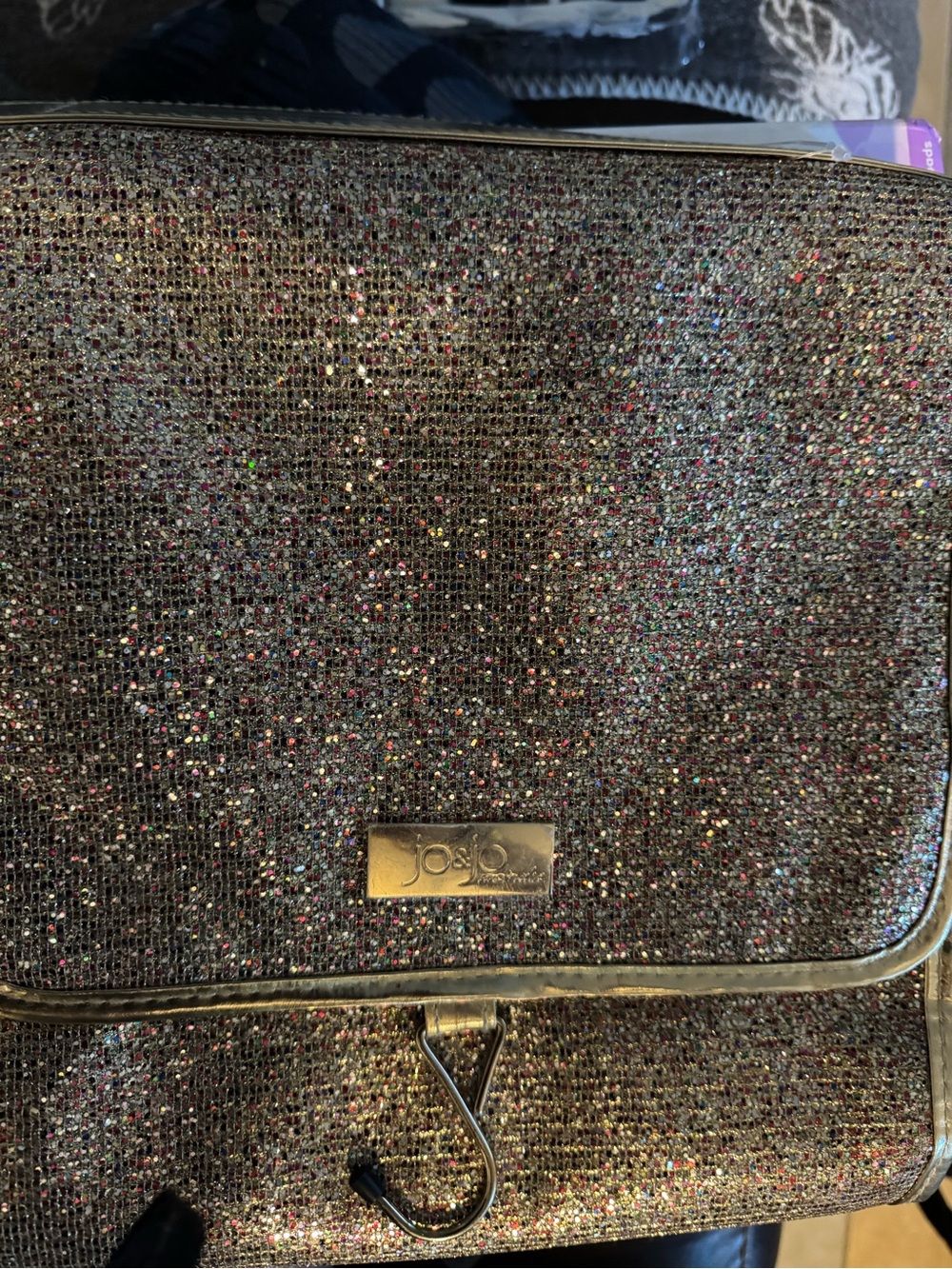 JoJo Siwa Glitter Cosmetic Case - Silver with Multicolor Sparkle